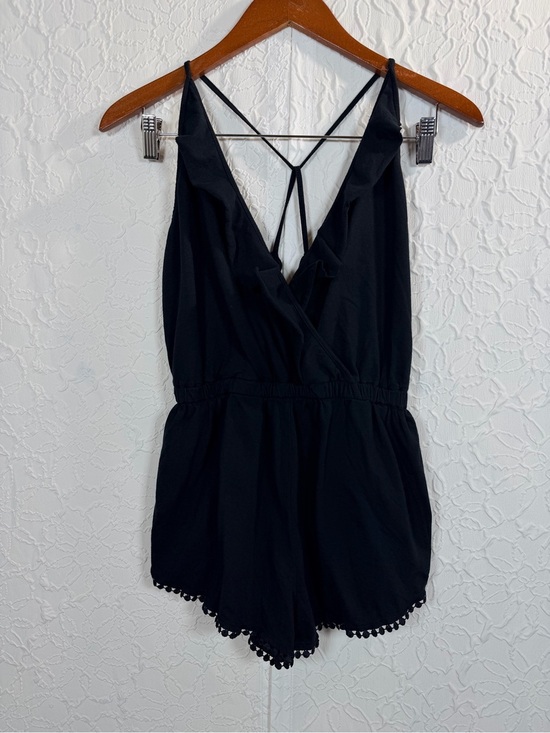 Topshop Pants - Topshop Plunging Ruffle Faux Wrap Tie Back Fringe Romper Sz S